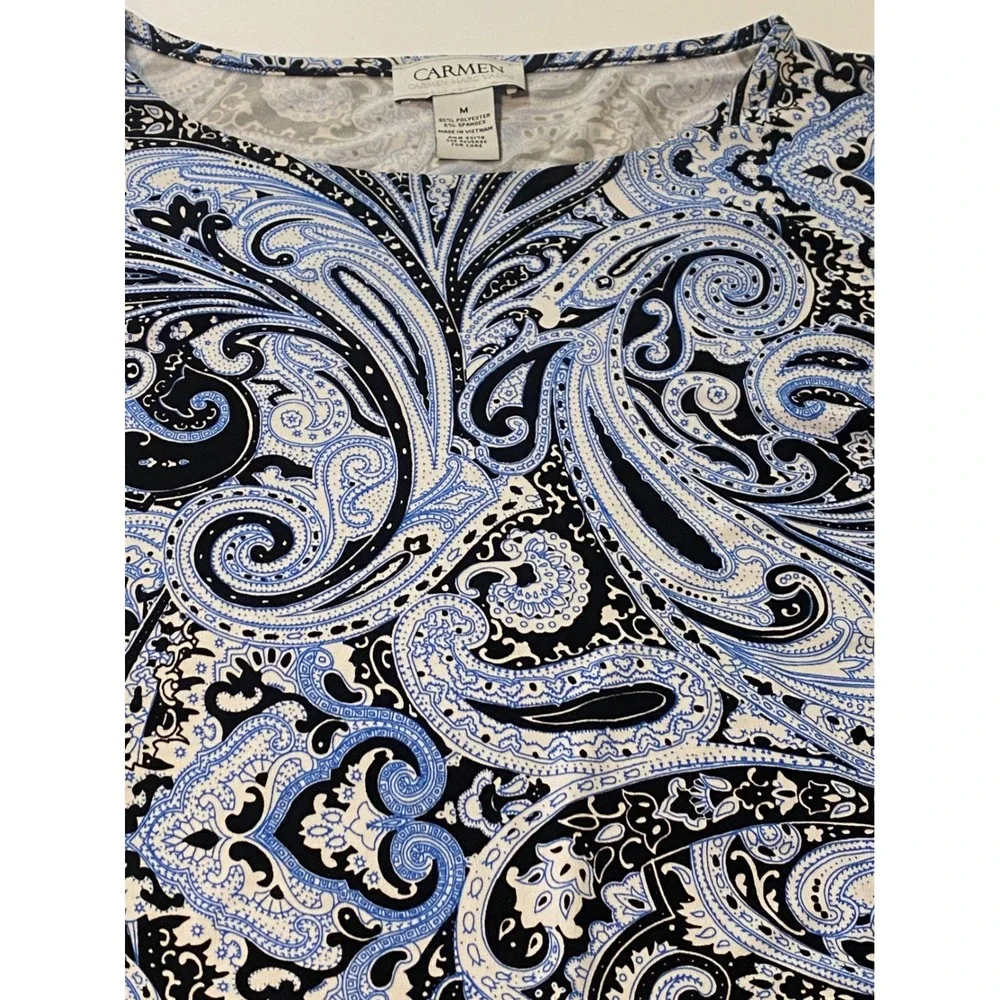 Travel Cruise Womens Blue Paisley 3/4 Sleeve Scoop Neck Top Size
M no wrinkles - Picture 6 of 7